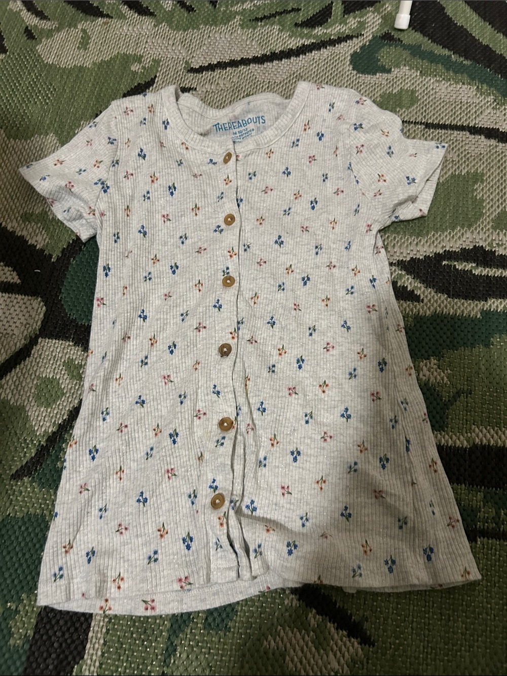 Thereabouts Cream Floral Ribbed Button-Front Top
